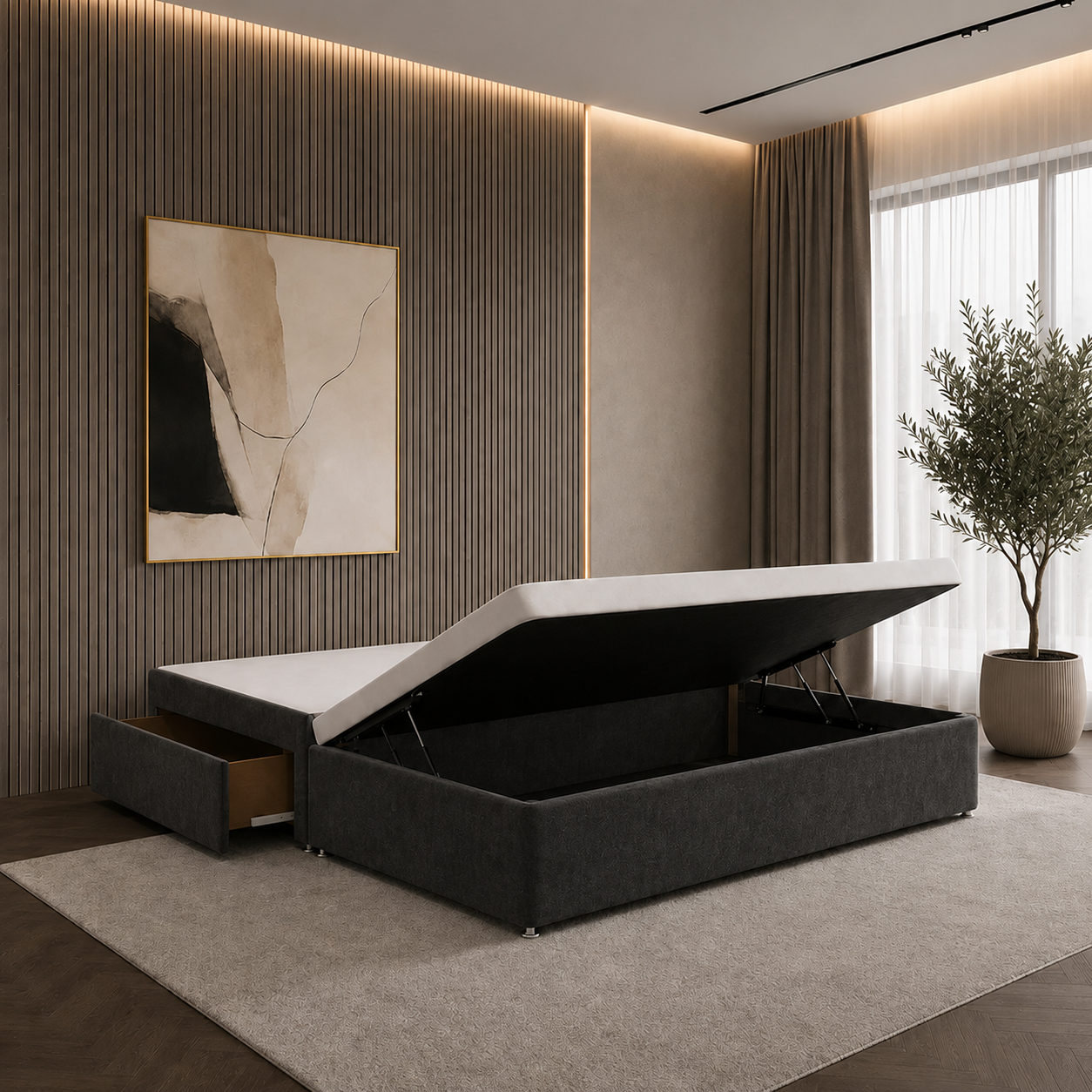 Norwyn Ottoman Storage Half End Lift Divan Bed Base